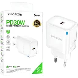 Зарядний пристрій Borofone BA84A Type-C ABS-пластик підтримка PD та QC білий