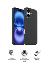 Силиконовый чехол для Apple iPhone 16 Plus, ICON2 Case, черный, противоударный, панель, защита всего корпуса, матовая поверхность Soft Touch, выступает над дисплеем, совместим с защитными стеклами и пленками, с микрофиброй, ArmorStandart (ARM78623) - мініатюра 3