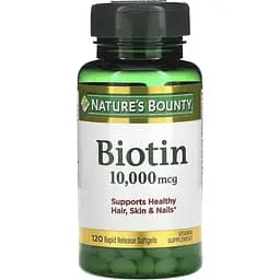 Биотин быстрого высвобождения Nature's Bounty Biotin 10000 мкг 120 гелевых капсул
