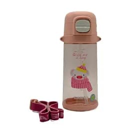 Пляшка для води Casno 690 мл KXN-1219 Рожева (Свинка) з соломинкою (KXN-1219_Pink) - мініатюра 3