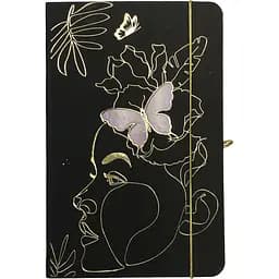 Книга записна Buromax Lady в клітинку 207х136 мм на резинці чорна 96 аркушів (BM.255106-01)