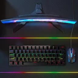 Механічна клавіатура BNFU, 61 багатокольорова RGB-клавіша зі світлодіодним підсвічуванням, міні-офісна клавіатура для Window - мініатюра 3