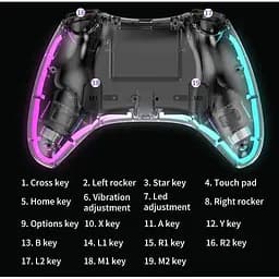 Джойстик геймпад JYC для PS4 и ПК, телефону прозорий бездротовий з RGB - мініатюра 9