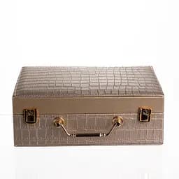 Скринька для прикрас з екошкіри 19 відділень із дзеркалом 23.5×14×8 см органайзер для прикрас Золотистий Yiwu HP-5-20GOLD - мініатюра 8
