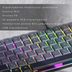 Клавіатура GamePro Red Swich Low Profile RGB USB Dark Gray дротова (MK141R) - мініатюра 8