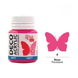 Акрил для декору Рожевий (09) матовий 20 мл Rosa Talent