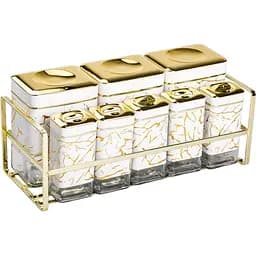 Набор емкостей для хранения Yiwu 650/150 мл на металлической белый подставке 8 шт. HP-1365