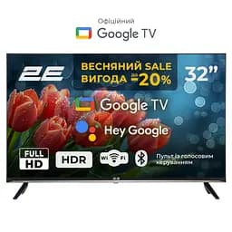 Телевізор 32" LED FHD 60Hz Smart Google TV Black 2E teh0018406 - мініатюра 2