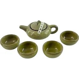 Сервиз керамический оливковый чайник 120 мл чашка 40 мл (22х4х8 см)