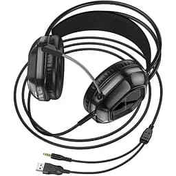 Проводные игровые наушники Borofone BO110 Fight, USB, 3.5mm, 2m, Черный