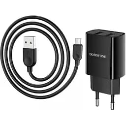 Зарядный набор Borofone BA53A 2 USB-блок с кабелем Micro-USB черный