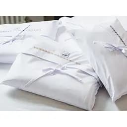 Комплект постільної білизни Ecotton Premium євро перкаль вишивка з бежевим кантом (25144) - мініатюра 9