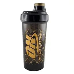 Шейкер Optimum Nutrition Shaker 700 мл, Black/Gold з закруткою та сіткою