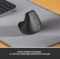 Бездротова миша Logitech Lift Vertical Ergonomic Mous Wireless/Bluetooth Graphite (910-006473) - мініатюра 2