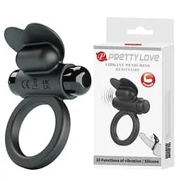 Віброкільце PRETTY LOVE VIBRANT PENIS RING DEBONAIRE Black, 10 vibration functions PRETTY LOVE BI-210316 99057