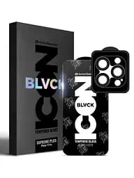 Комплект захисних скла для Apple iPhone 14 Pro, Supreme Plus Black Icon, загартоване повноекранне 3D скло на екран і скло на камеру, протиударне 9H, ультратонке, з олеофобним і жировідштовхуючим покриттям, ArmorStandart (ARM68063)