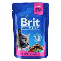 Влажный корм для кошек Brit Premium Cat Chicken & Turkey pouch 100 г (курица и индейка)