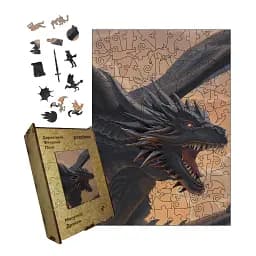 Дерев'яний фігурний пазл Могутній Дракон, А1, Дерев'яна коробка 500+ елементів