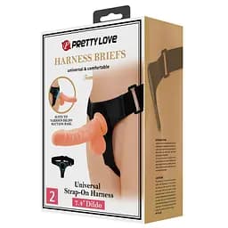 Страпон Pretty Love Harness Briefs Tom 20 см тілесний