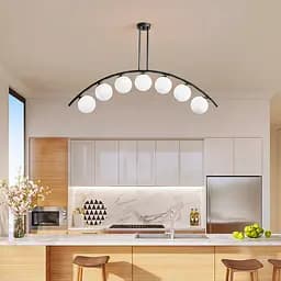 Чорна люстра-дуга на 7 білих плафонів Line.F MJ 80/7 BK