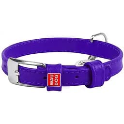 Нашийник для собак Waudog Glamour, шкіряний, з QR паспортом, 27-36х1,5 см, фіолетовий