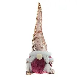 М'яка новорічна іграшка BonaDi Гном дівчинка 50 см Фігурка декоративна Пурпурна