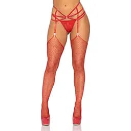 Пояс для панчіх Leg Avenue RhinestOne garterbelt Red One Size