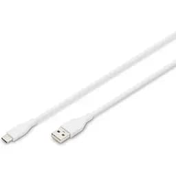 Кабель Digitus USB-A > USB-C зарядка/синхронизация, USB 2.0, 60W, силиконовый, 2м, белый teh0013662