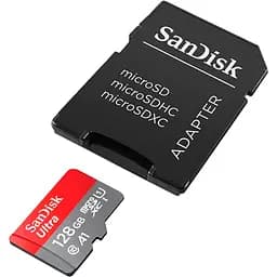 Карта пам'яті SanDisk microSDXC 128GB UHS-I U1 Class 10 V30 A1 Ultra + SD adapter (SDSQUAB-128G-GN6IA) [122146] - мініатюра 4