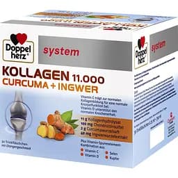 Пищевая добавка Doppelherz System Коллаген 11.000, Куркума + Имбирь 750 мл (25 мл x 30 флаконов)