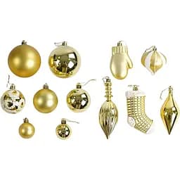 Набор новогодних украшений 50 игрушек на елку, золотого цвета (161640)