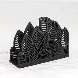 Дерев'яна серветниця VANZA LEAF stand S чорна - мініатюра 4