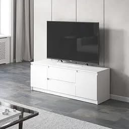 Тумба під телевізор Vays, для вітальні, сучасна, 2 висувних ящика та дві двері, без ручок R-28 Білий