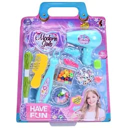 Игровой набор парикмахера, бусины, нити, устройство для плетения, фен, расческа YK6624-1