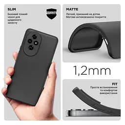 Чехол-накладка для смартфона Honor 200, противоударный, силиконовый, термополиуретановый (ТПУ), с защитой камеры и корпуса, черный, защита всего корпуса, ArmorStandart (ARM80646) - мініатюра 3