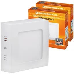 Набор светильник точечный накладной Євросвітло 6Вт квадратный LED-SS-120-6 4200К 2 шт. (59012)