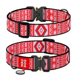 Ошейник для животных WAUDOG Nylon с QR паспортом Этно красный металлическая пряжка-фастекс XXL (4535-0133)
