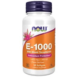 Вітамін E зі змішаними токоферолами Now Foods Vitamin E-1000 Mixed Tocopherols 50 софтгель