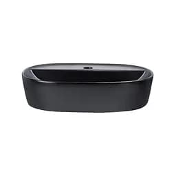 Умивальник Qtap Scorpio накладний овальний 505x385x120 мм Black matt + донний клапан PU03, Чорний матовий - мініатюра 3