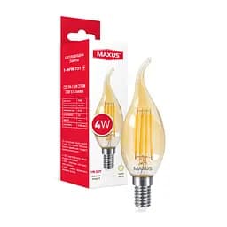 Лампа світлодіодна філаментна Maxus C37 FM-T 4W 2700K 220V E14 Golden