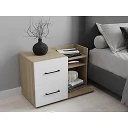 Тумба приліжкова Moreli T2 з шухлядами та поличками 800х540х420 мм білий дуб сонома (zg-s26-white-sonoma)
