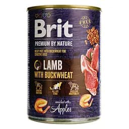 Беззерновой влажный корм для собак с чувствительным пищеварением Brit Premium by Nature ягненок с гречкой 400 г