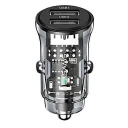 Автомобільний зарядний пристрій Usams US-CC162 C31 15W Transparent Dual USB A+A Mini Car Charger