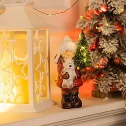 Новогодняя фигурка с подсветкой Девочка с елкой из фарфора 8×7×20 см Yiwu CR-5-15