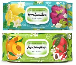 Вологі рушники універсальні Freshmaker Fruits 100 шт. Серветки для рук та обличчя