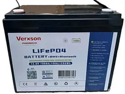Акумулятор Verxson - LiFePO4 100 Ah (+/-) Bluetooth (літій-залізо-фосфатний акумулятор для ДБЖ (BMS )) 12,8 В