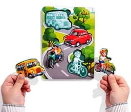 Деревянный пазл "Транспорт-2" (фон с подсказкой), 16*12*0,6см.