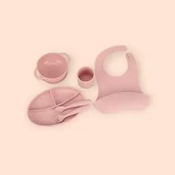 Набор силиконовой посуды для прикорма детей, 6 предметов, Pink