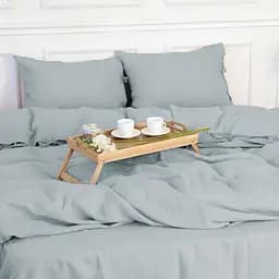 Підковдра MirSon Linen Caspian льон 200х220 см сіро-блакитна (2200008248406) - мініатюра 3