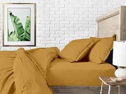 Простирадло євро Cosas CURCUMA 220х240 см (Ranfors_Mustard_240s) - мініатюра 3